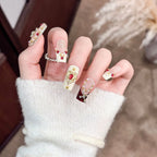 Press-On Nail Set Gemstone Embellished Strong Adhesive & Reusable