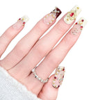 Press-On Nail Set Gemstone Embellished Strong Adhesive & Reusable