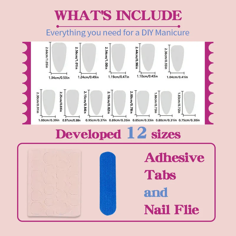 Press-On Nail Set Geometric Accent Easy Application