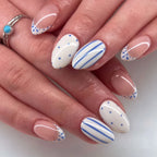 Press-On Nail Set Geometric Design Adhesive Tabs & Glue