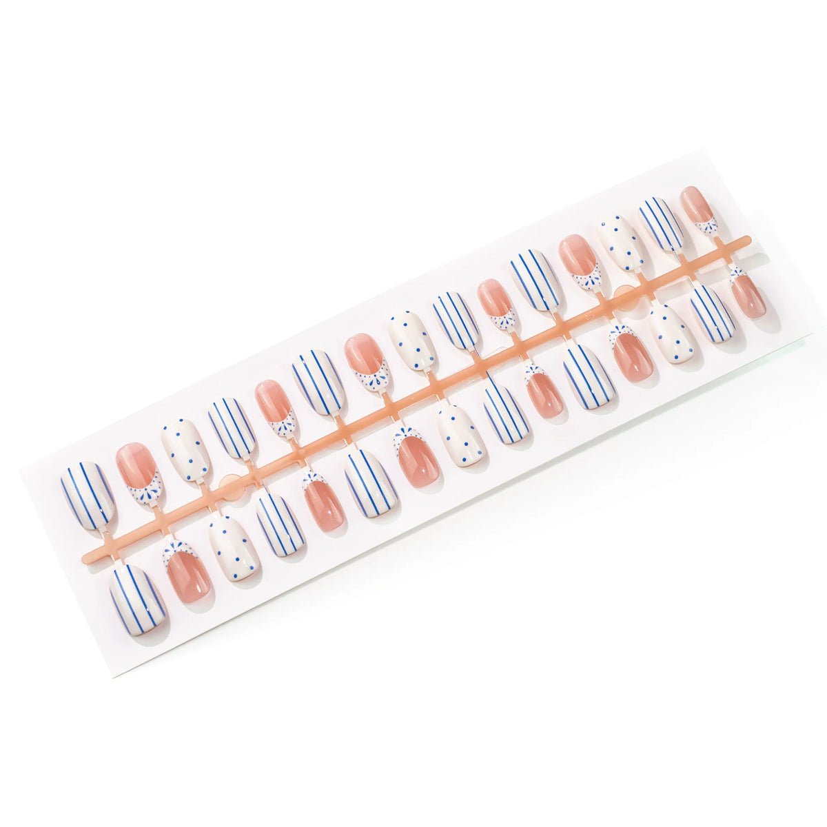 Press-On Nail Set Geometric Design Adhesive Tabs & Glue