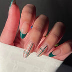 Press-On Nail Set Geometric Design Clear Base & Pink Accents