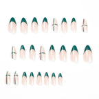 Press-On Nail Set Geometric Design Clear Base & Pink Accents