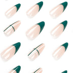 Press-On Nail Set Geometric Design Clear Base & Pink Accents