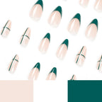 Press-On Nail Set Geometric Design Clear Base & Pink Accents