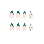 Press-On Nail Set Geometric Design Clear Base & Pink Accents