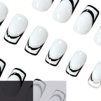 Press-On Nail Set Geometric Design Light Pink 24-Piece