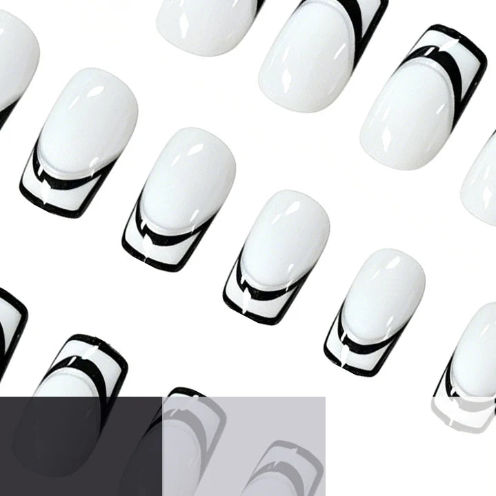 Press-On Nail Set Geometric Design Light Pink 24-Piece