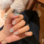 Press-On Nail Set Geometric Design & Multiple Sizes