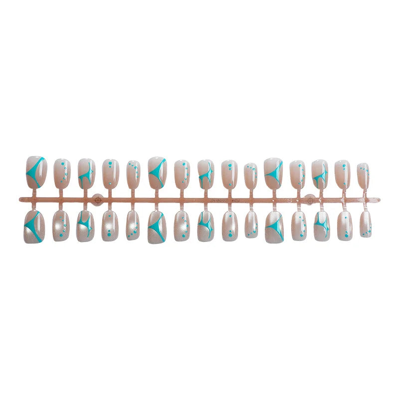 Press-On Nail Set Geometric Design & Multiple Sizes