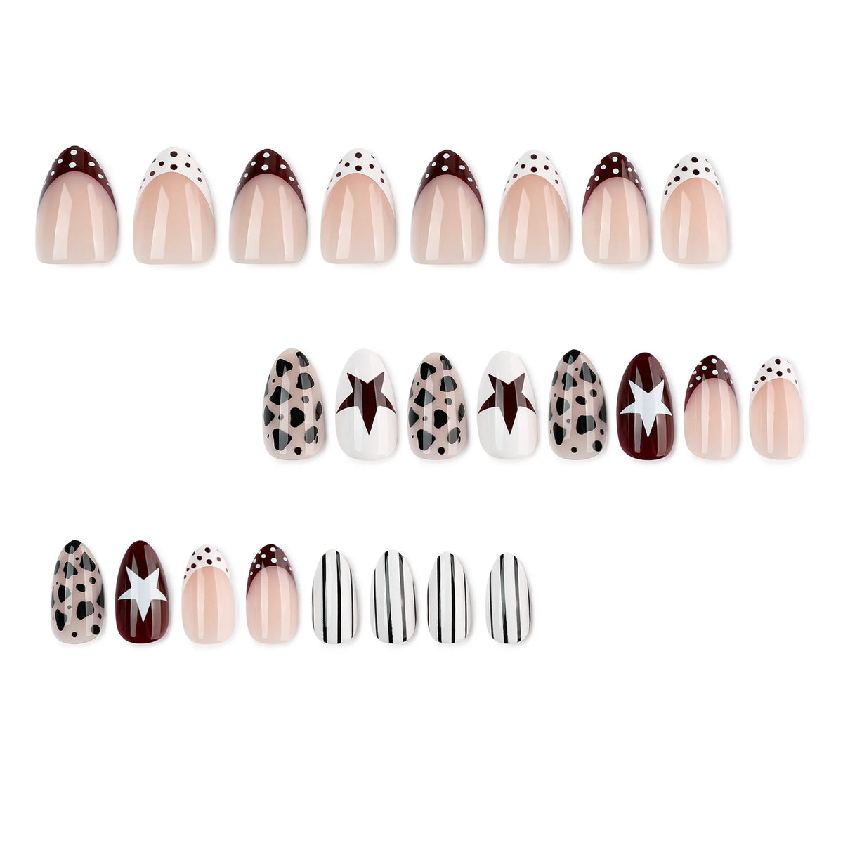 Press-On Nail Set Geometric Designs Glitter & Matte