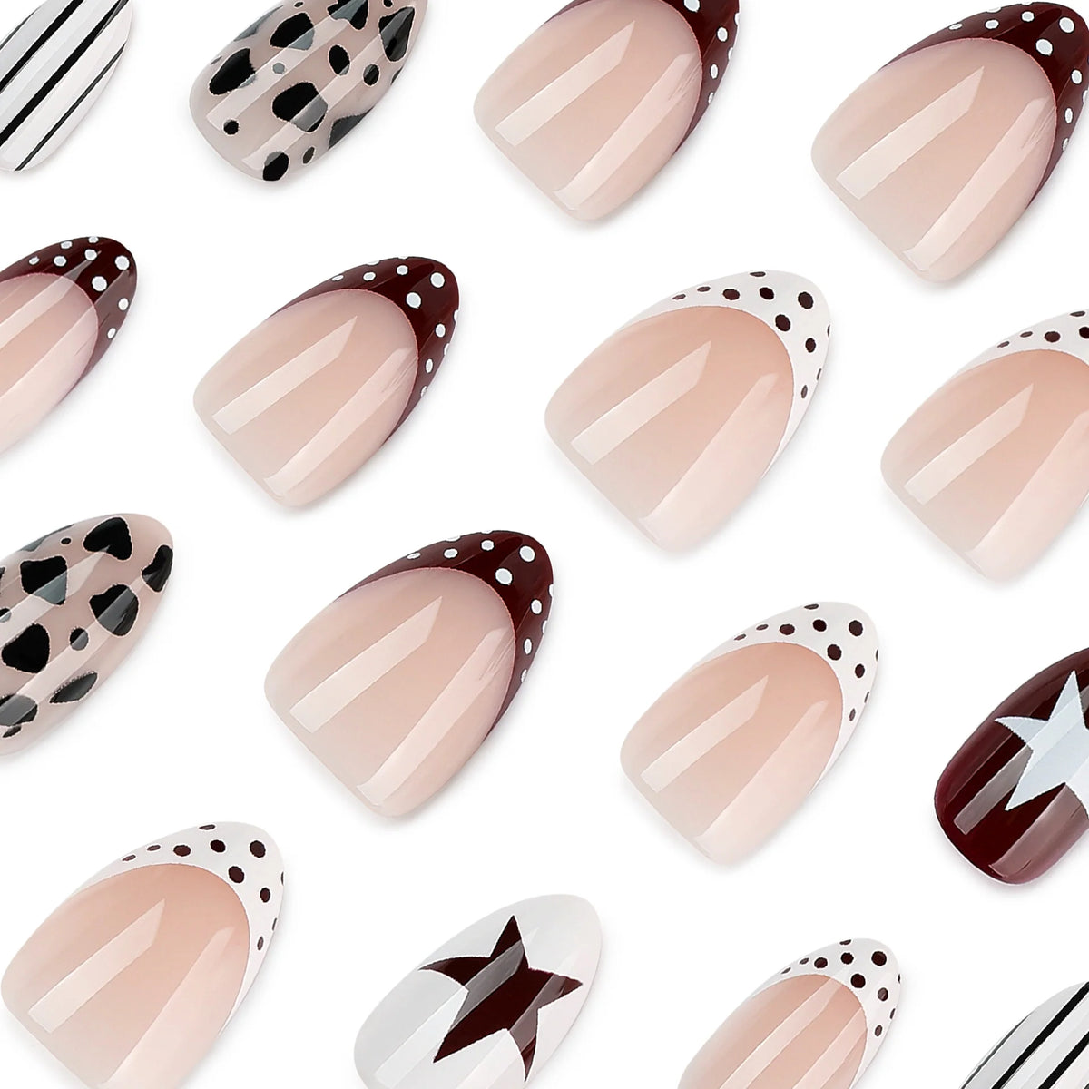 Press-On Nail Set Geometric Designs Glitter & Matte