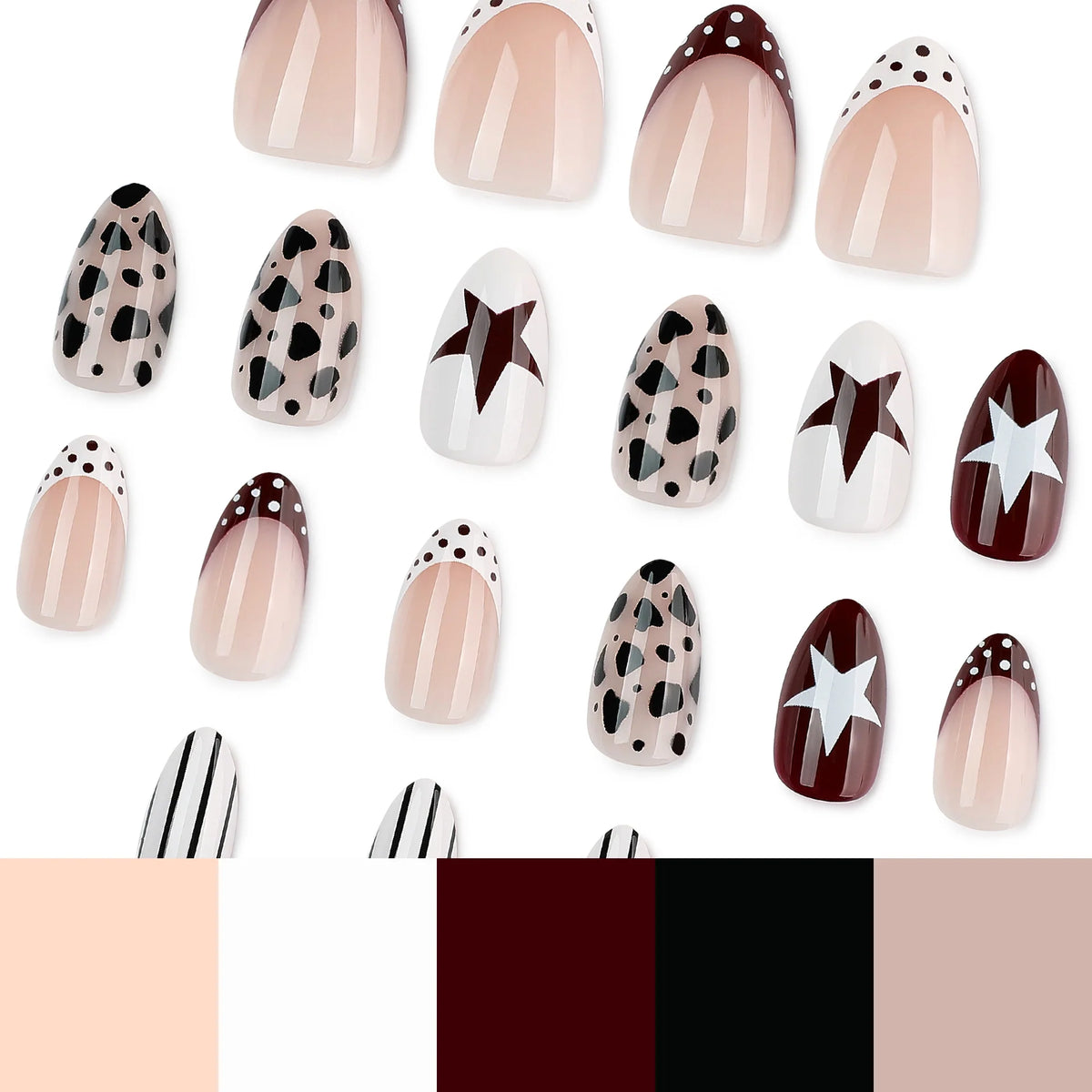 Press-On Nail Set Geometric Designs Glitter & Matte