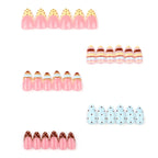 Press-On Nail Set Geometric Gold Accents Multiple Sizes