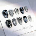 Press-On Nail Set Geometric Metallic Adhesive-Backed