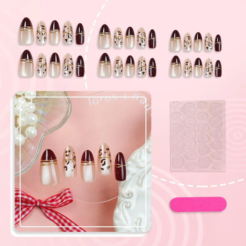 Press-On Nail Set Geometric Metallic Adhesive Tabs
