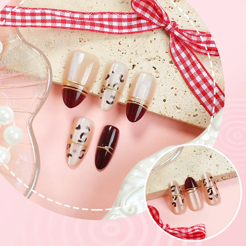 Press-On Nail Set Geometric Metallic Adhesive Tabs