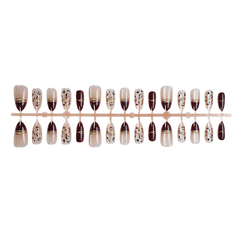 Press-On Nail Set Geometric Metallic Adhesive Tabs