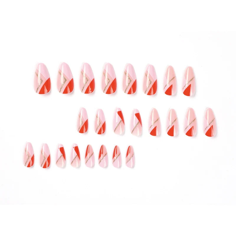 Press-On Nail Set Geometric Metallic Long-Lasting Shine