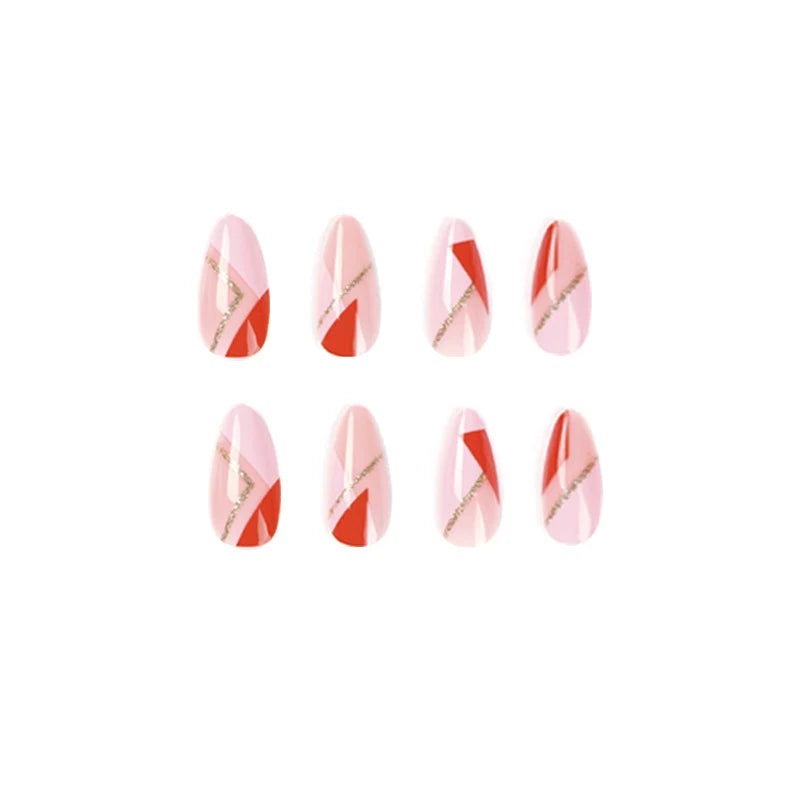 Press-On Nail Set Geometric Metallic Long-Lasting Shine