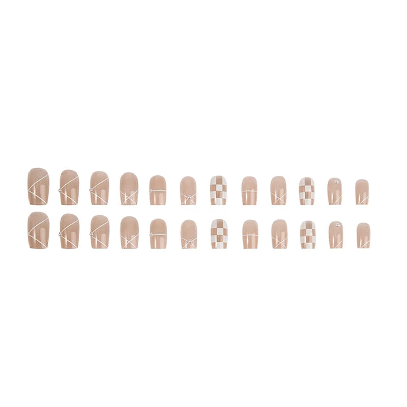 Press-On Nail Set Geometric Minimalist Reusable & Glue-Free