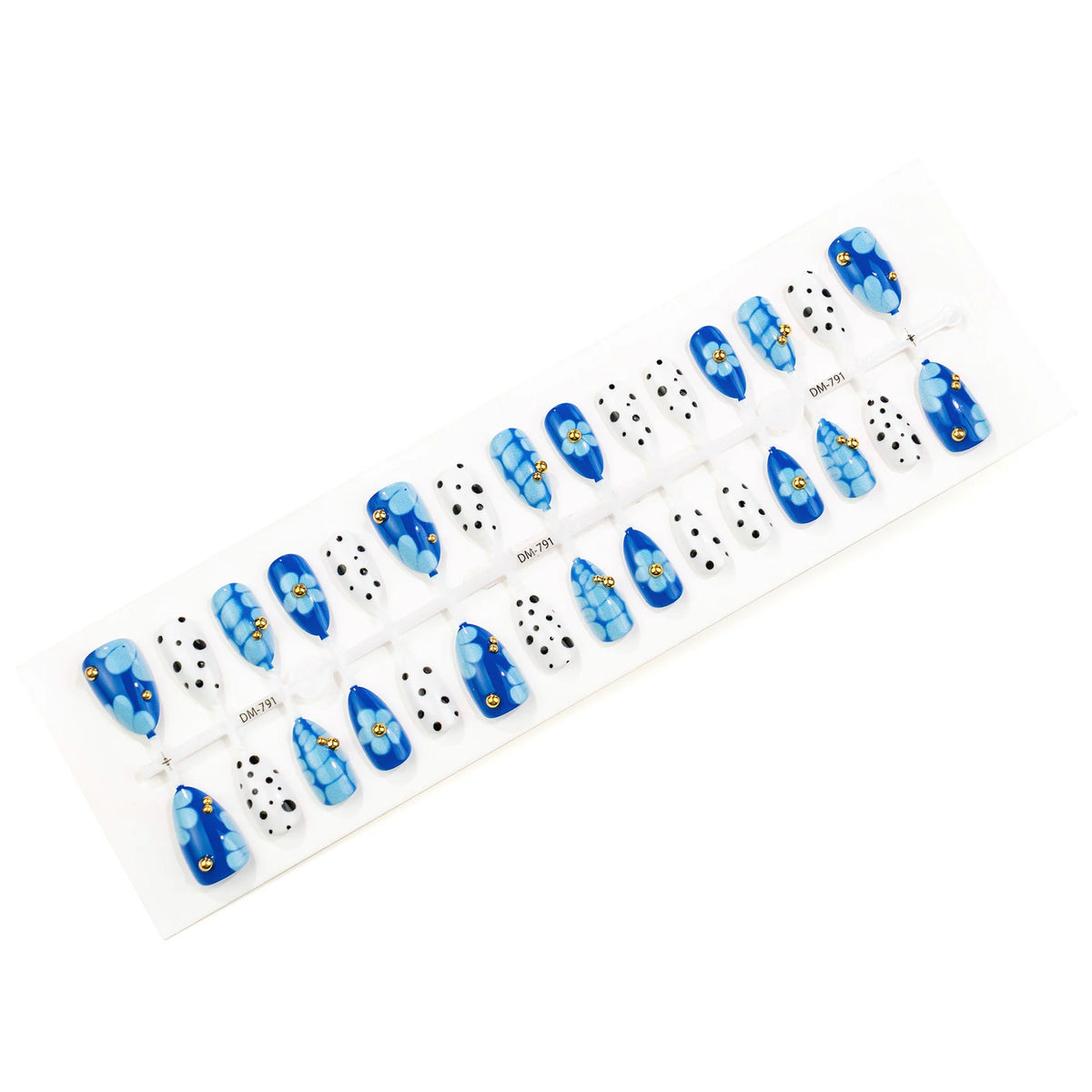 Press-On Nail Set Geometric Patterns Multiple Sizes