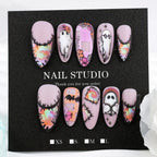 Press-On Nail Set Ghost & Pumpkin Designs