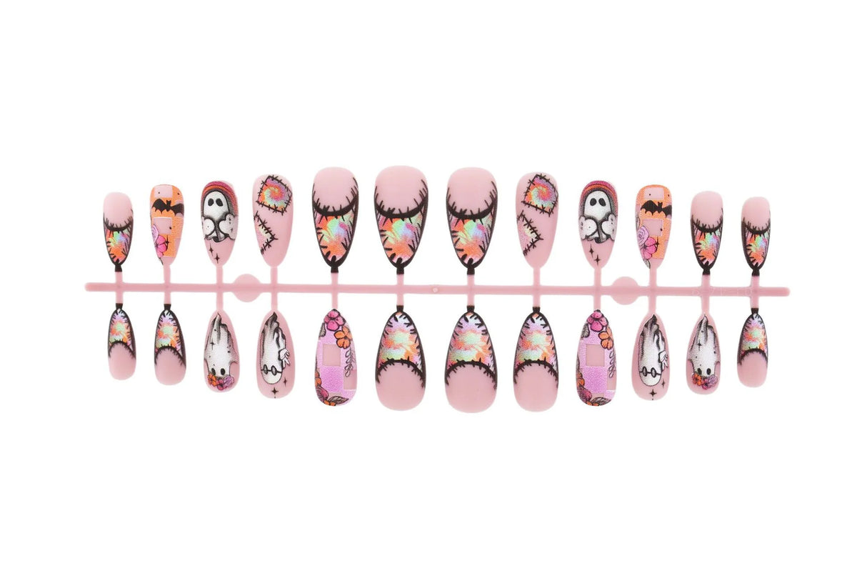 Press-On Nail Set Ghost & Pumpkin Designs