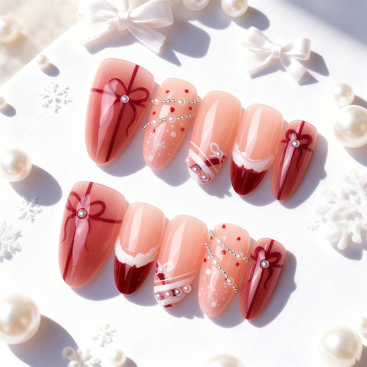 Press-On Nail Set Gift-Themed High-Shine & Reusable