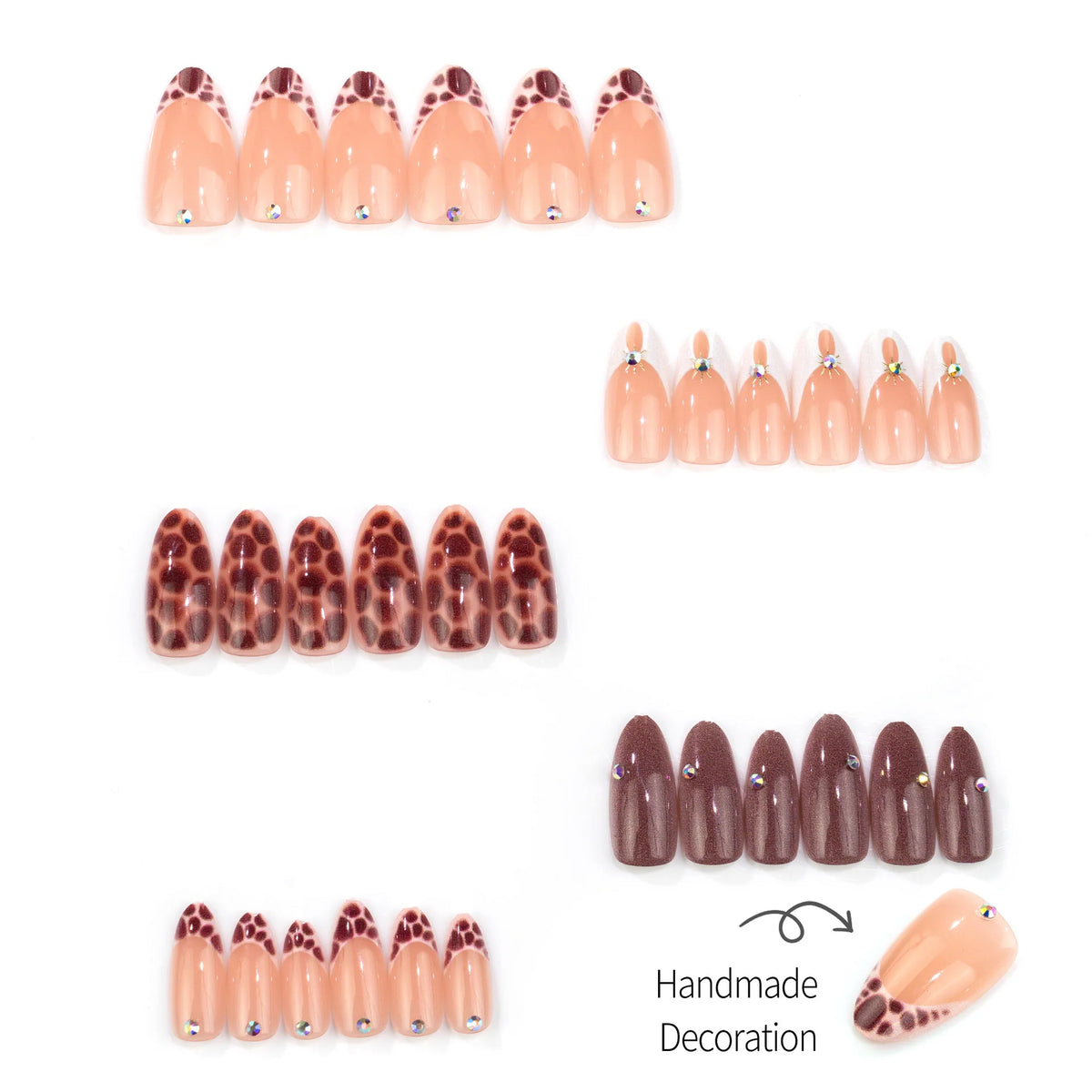 Press-On Nail Set Giraffe Print Glossy Finish