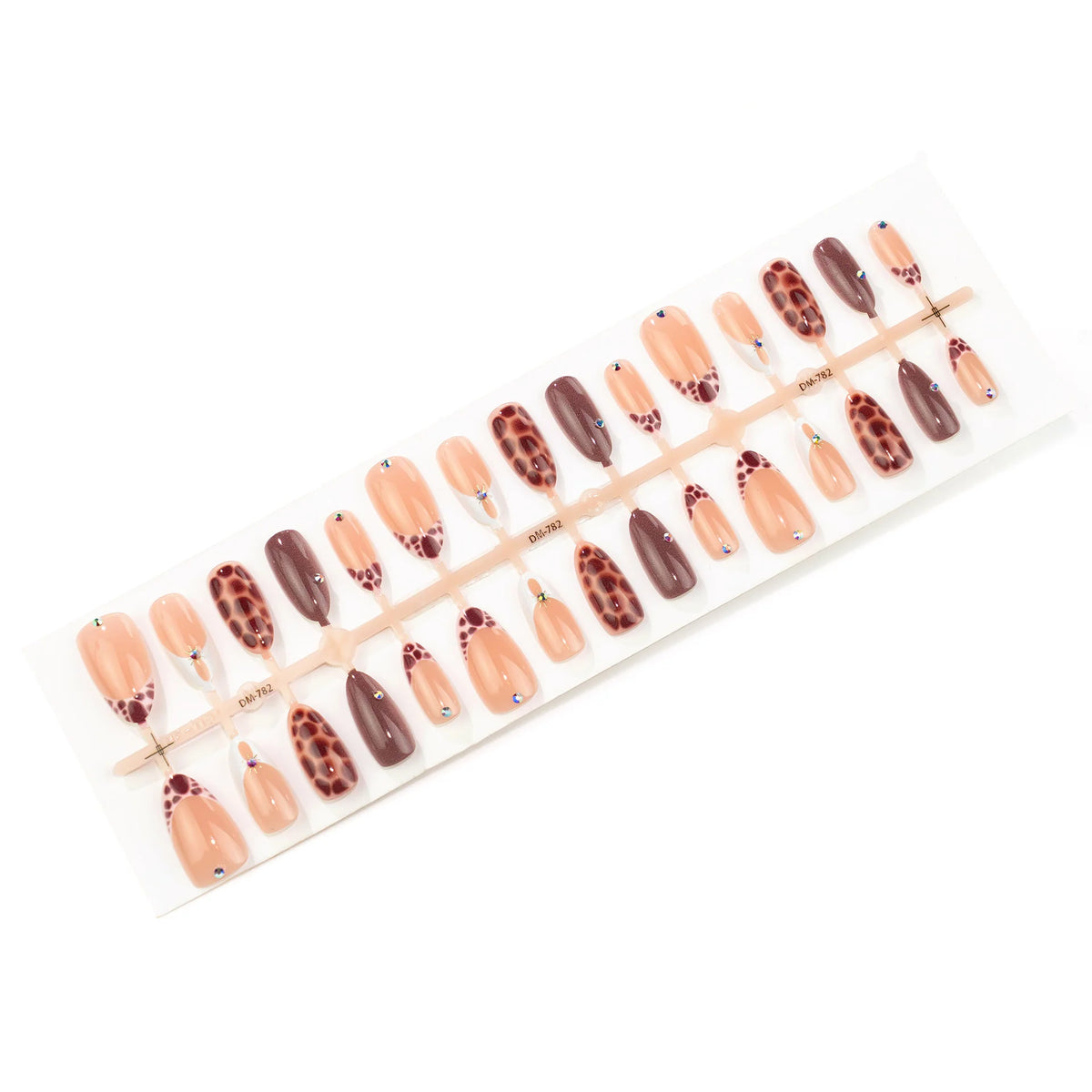 Press-On Nail Set Giraffe Print Glossy Finish