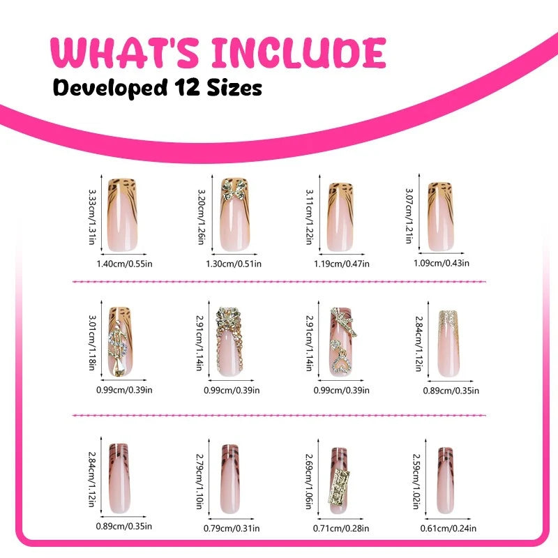 Press-On Nail Set Glamorous 3D Accents & Easy DIY