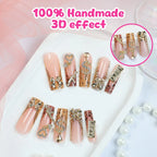 Press-On Nail Set Glamorous 3D Accents & Easy DIY