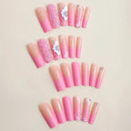 Press-On Nail Set Glitter & 3D Accents Perfect Fit