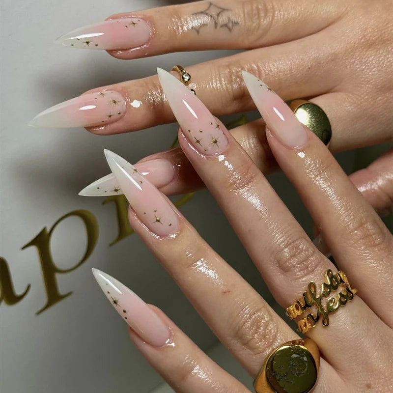 Press-On Nail Set Glitter Accent Easy Application