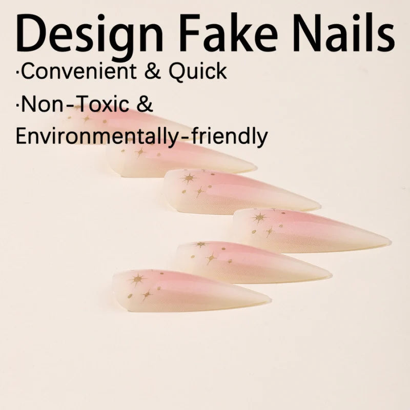 Press-On Nail Set Glitter Accent Easy Application