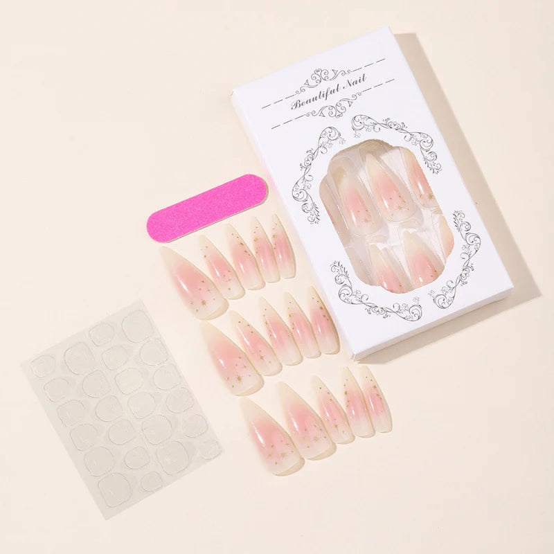 Press-On Nail Set Glitter Accent Easy Application