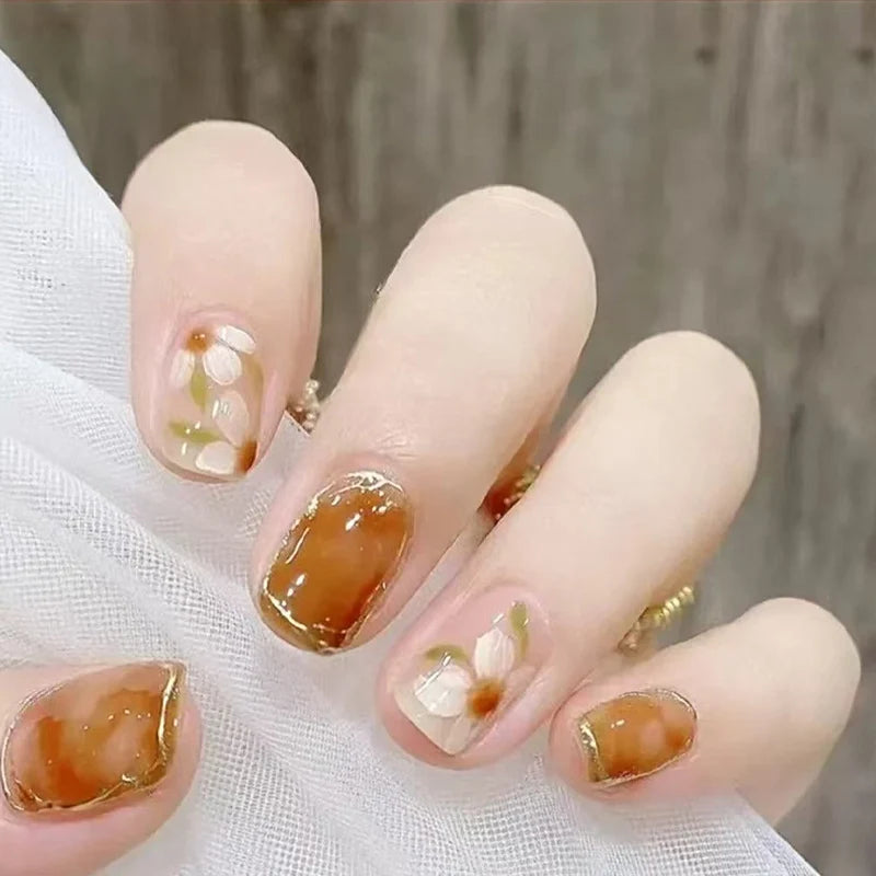 Press-On Nail Set Glitter Accent Easy Application & Reusable