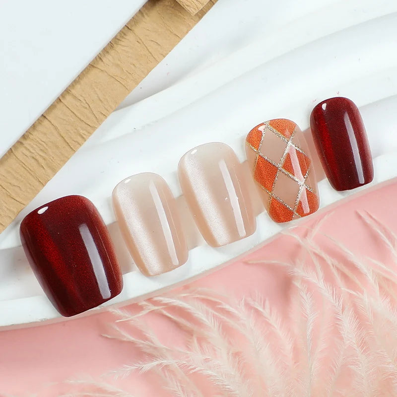 Press-On Nail Set Glitter Accent Easy Application & Reusable