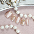 Press-On Nail Set Glitter Accent Easy Application & Reusable