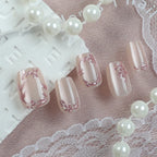 Press-On Nail Set Glitter Accent Easy Application & Reusable
