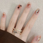 Press-On Nail Set Glitter Accent Easy Application & Reusable