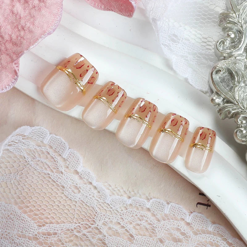 Press-On Nail Set Glitter Accent Easy Application & Reusable
