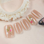 Press-On Nail Set Glitter Accent Easy Application & Reusable