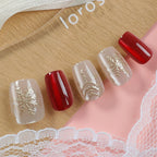 Press-On Nail Set Glitter Accent Easy Application & Reusable