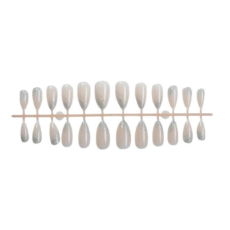 Press-On Nail Set Glitter Accent Peel-And-Stick Multiple Sizes