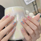Press-On Nail Set Glitter Accents Light Therapy