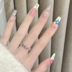 Press-On Nail Set Glitter Accents Light Therapy