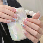 Press-On Nail Set Glitter Accents Light Therapy
