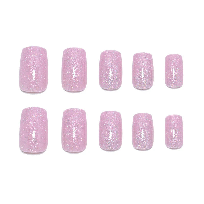 Press-On Nail Set Glitter Acrylic Self-Adhesive Set of 24